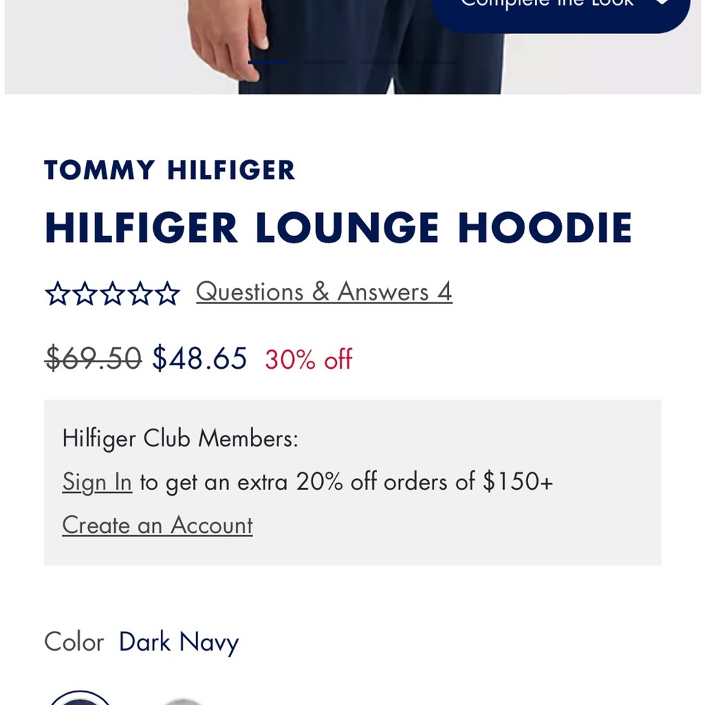 TOMMY HILFIGER Navy Lounge / Sleepwear Hoodie - Picture 5 of 5